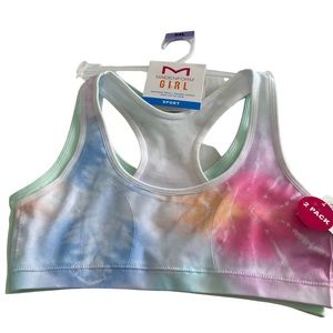 MAIDENFORM Girl 2 Pack Sports Seamless Bras in Multi Burst/Opal Size: XXL